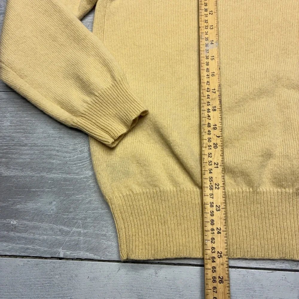Polo Ralph Lauren V-Neck Sweater Mens Medium Yellow Lambswool Italian Yarn Pony